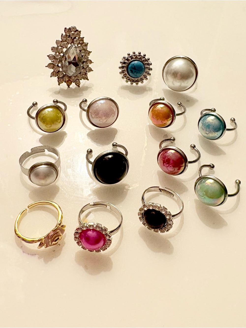 Assorted Women's Fashion Rings - Multicolor Adjustable Stackable Set of 14 NWOT